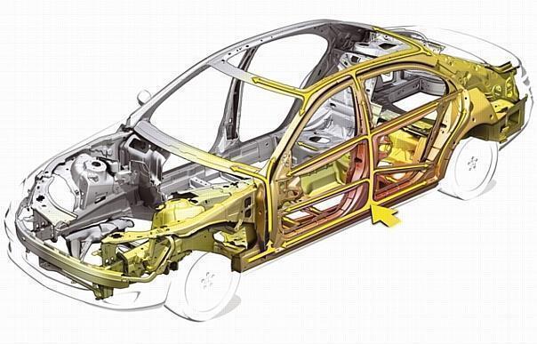 Mercedes-Benz S-Klasse: Beim Seitenaufprall dienen eine Seitenstrukur aus höherfestem Stahl, stabile B-Säulen und vier Querträger im Bodenbereich dem Insassenschutz.